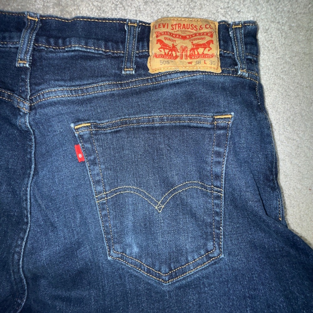 Levi's Jeans Mens 38x29‎ Dark Wash Blue Excellent Straight Leg Stretch Denim - Picture 12 of 12